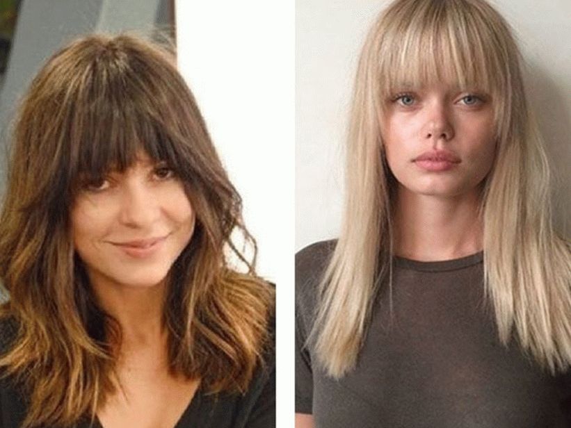 Cabello de longitud media con flequillo graduado