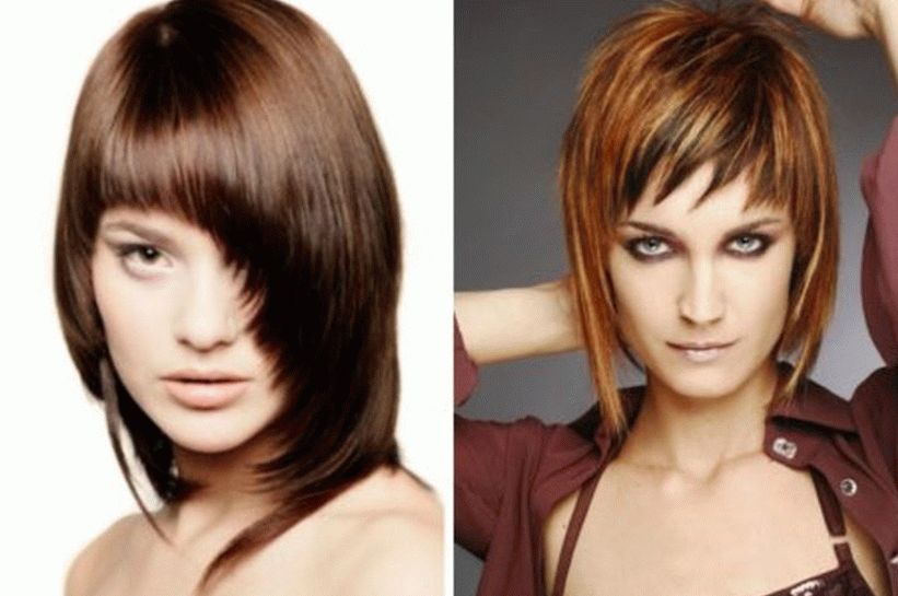 Mujer de cabello castaño con flequillo graduado