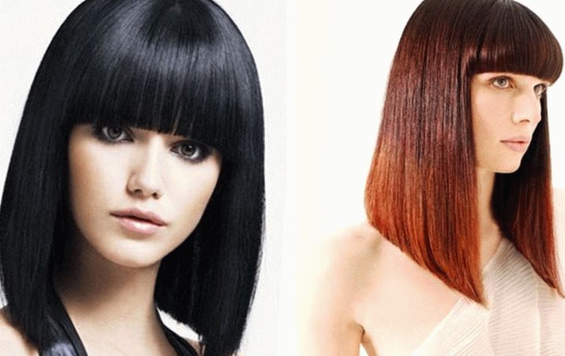 Flequillo lacio con el pelo largo