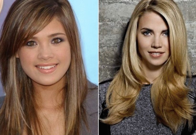 Flequillo largo en cabello largo